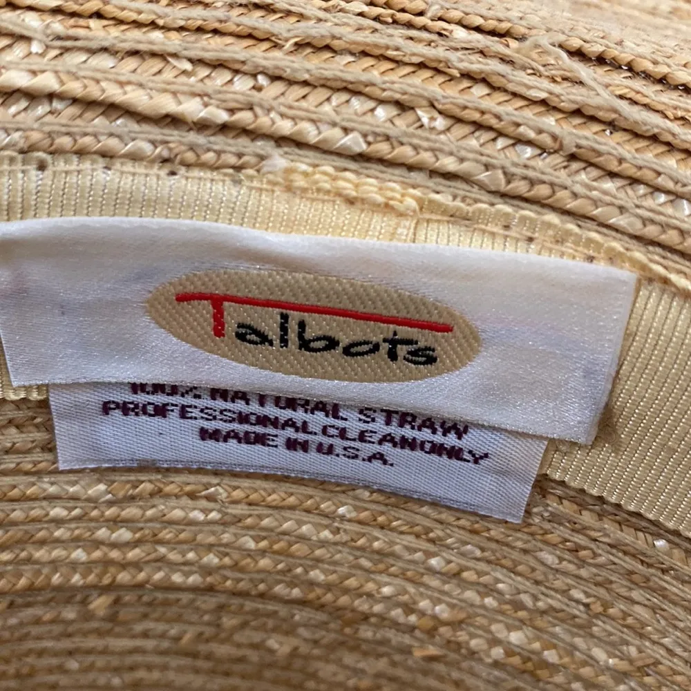 Talbots  Tan Sun Hat With Black Bow 100% Straw - Image 4