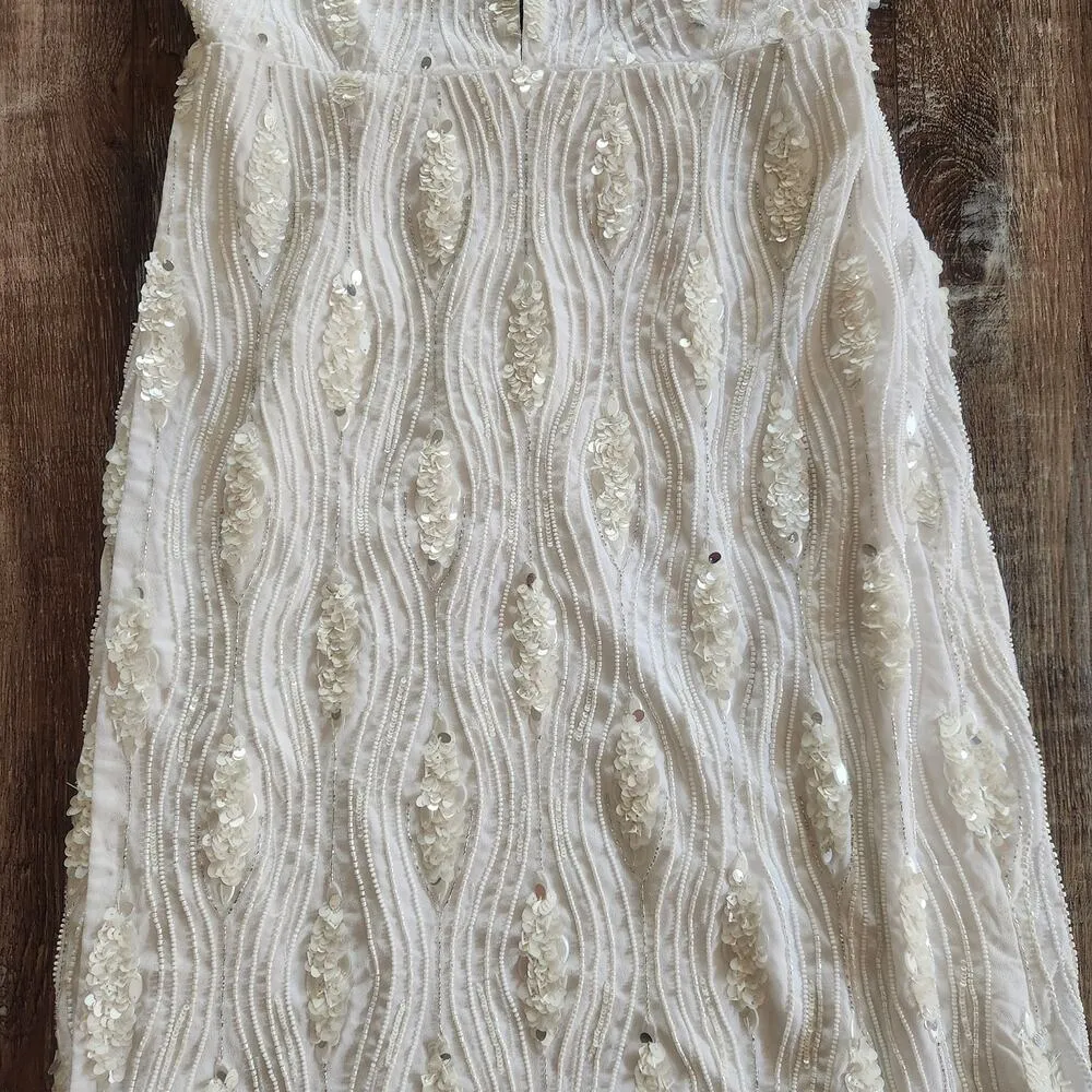 Retrofete Prima Dress in White Sequins Beaded Small NWT Sleeveless Maxi - Image 5