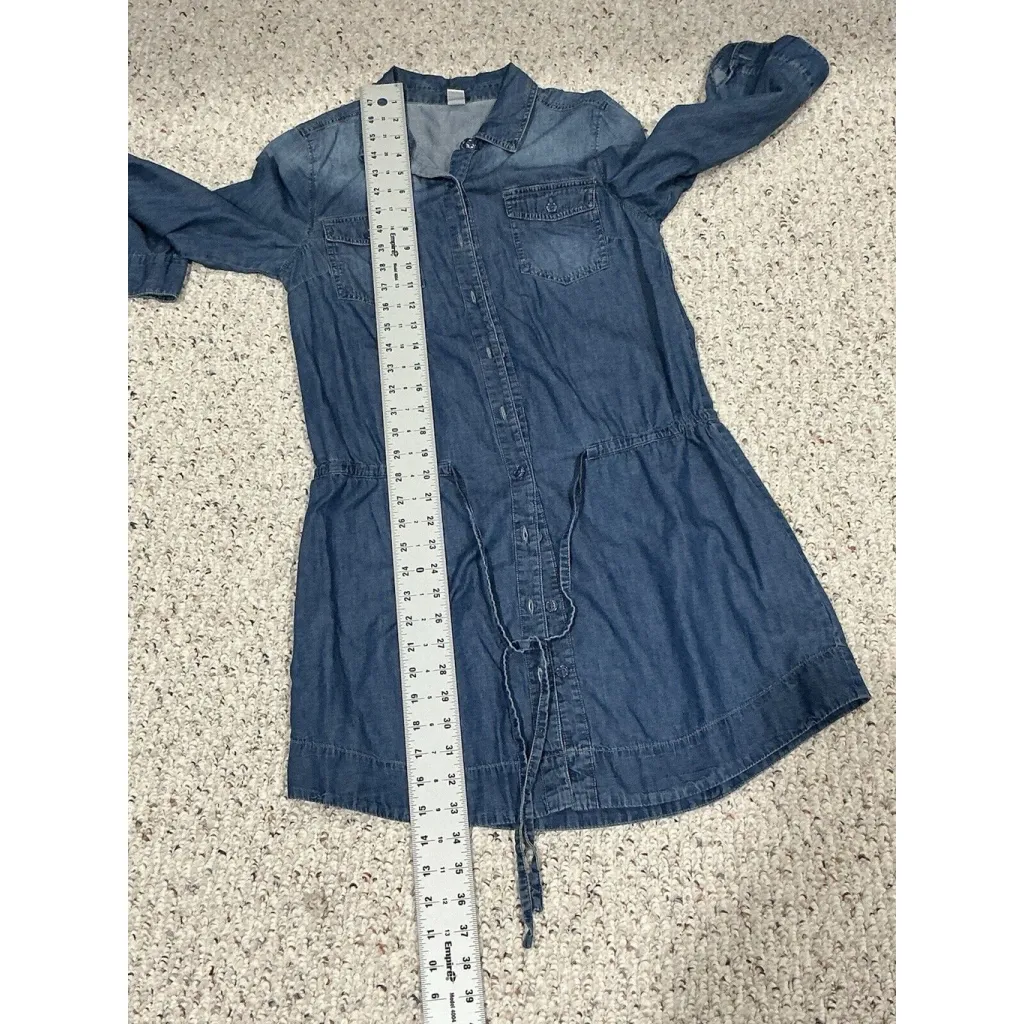 Womans Old Navy Utility Chambry 3/4 Sleeve Casual Denim Button Up Dress Sp - Image 8