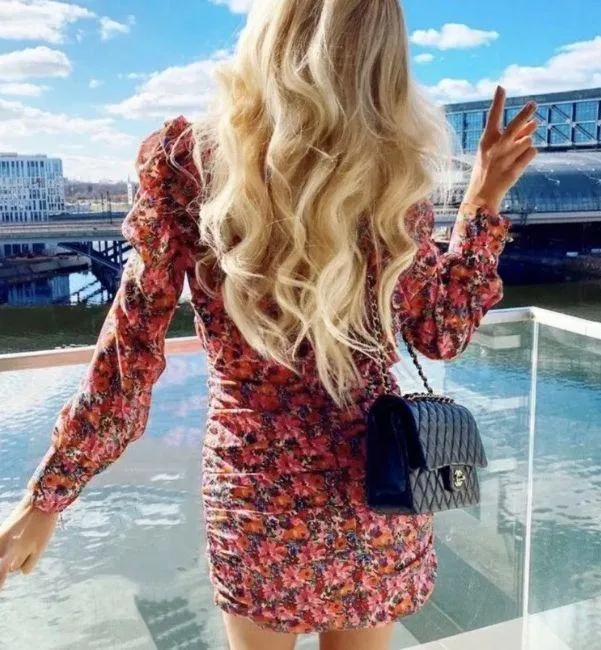 ZARA Pink Floral Draped Print Mini Dress - Image 2