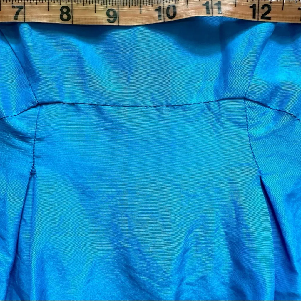 Madison Marcus Light Blue 100% Silk Style Mini Dress Poof Sleeve Large - Image 6
