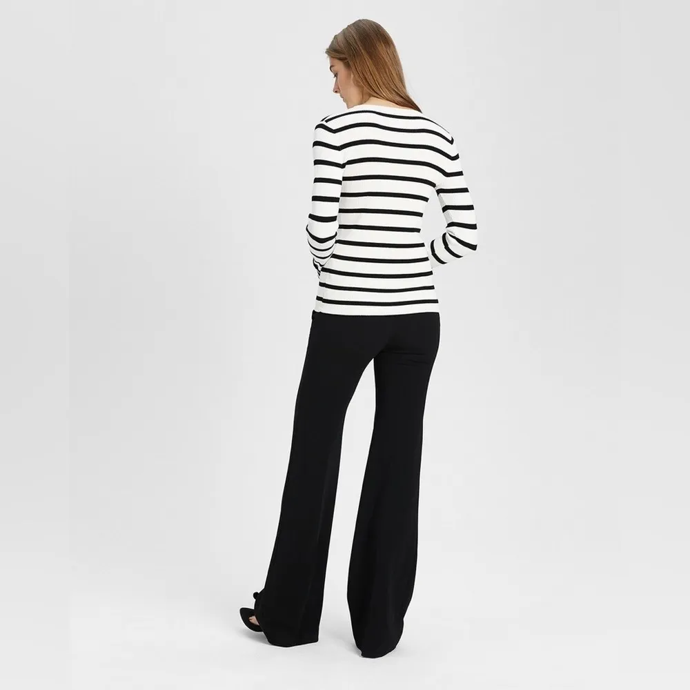 Theory Striped Crewneck Pullover Cuff Sleeve M - Image 4