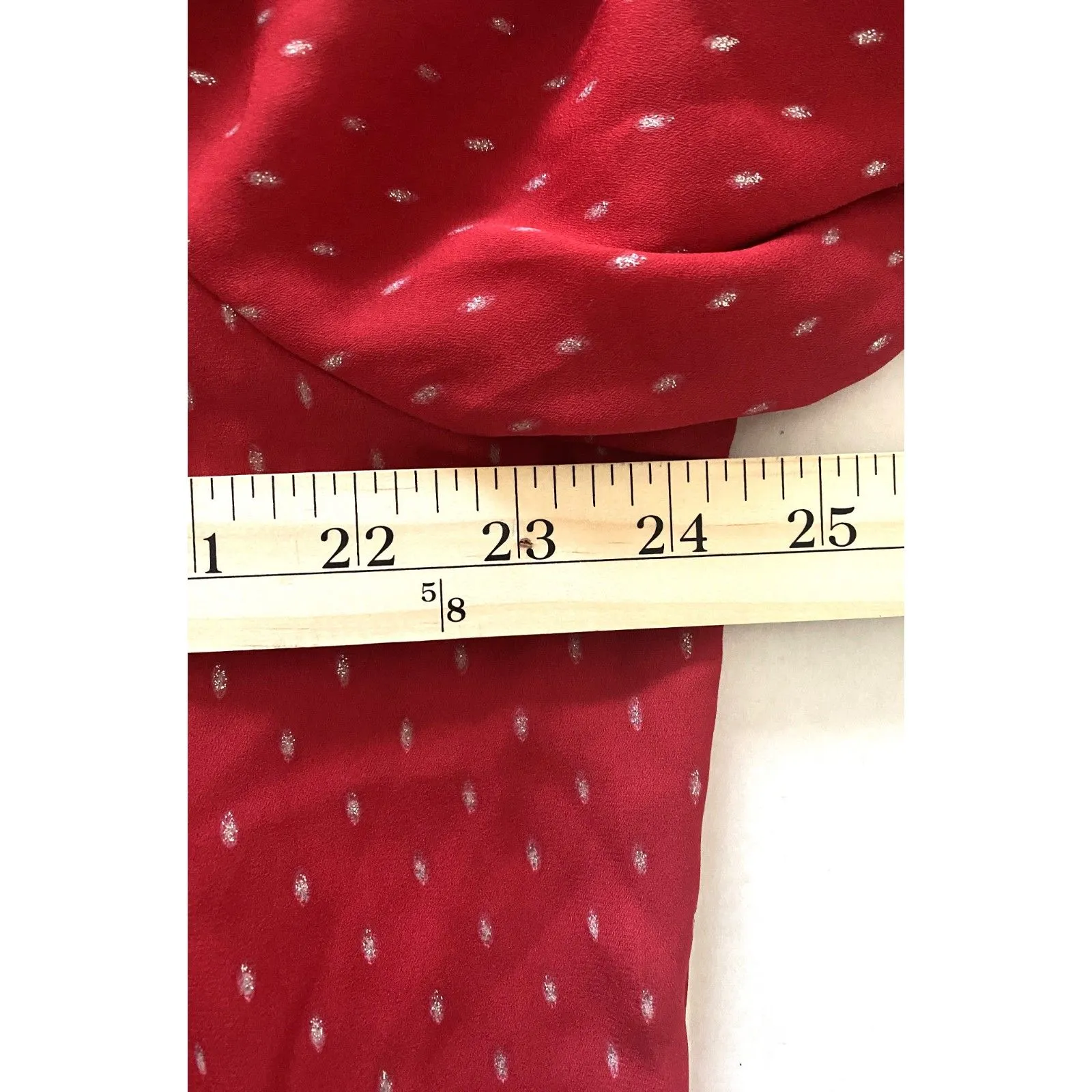 Faded Glory Red Silver Details Long Sleeve V-Neck Buttons Tunic Top Sz XXL (20) - Image 5