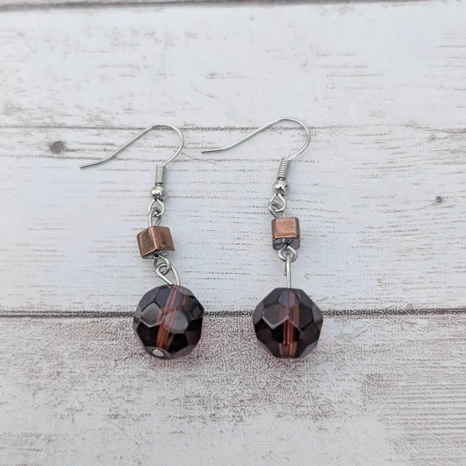 Earrings for Pierced Ears Beaded Dangle Earrings Brown/Red Tones - Image 2