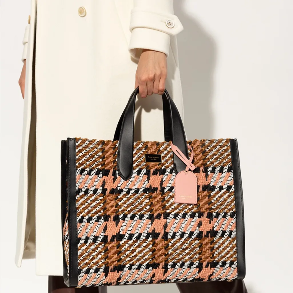Kate Spade Manhattan Plaid Check Large 2Way Tote Bag Check - Image 3