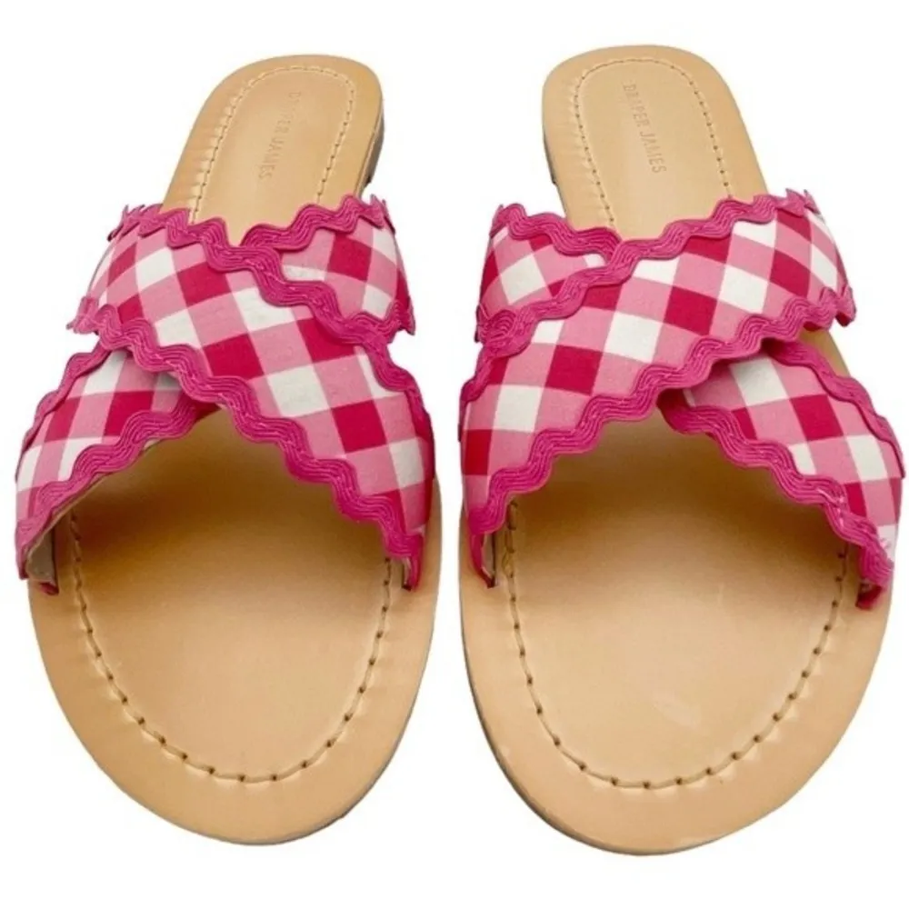 Draper James NIB Piper Flat Sandals in Raspberry Pink Gingham Women's Size 8 - Image 8