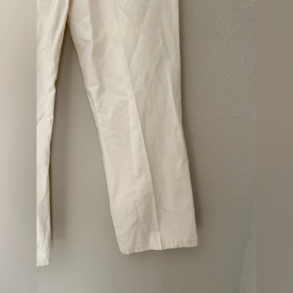 Vintage 90s LL Bean White High Rise Cotton Pants, Size 6 - Image 4