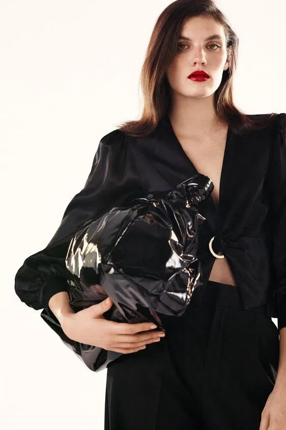 ZARA Ring Trim Satin Effect Top, Size XS - Image 3