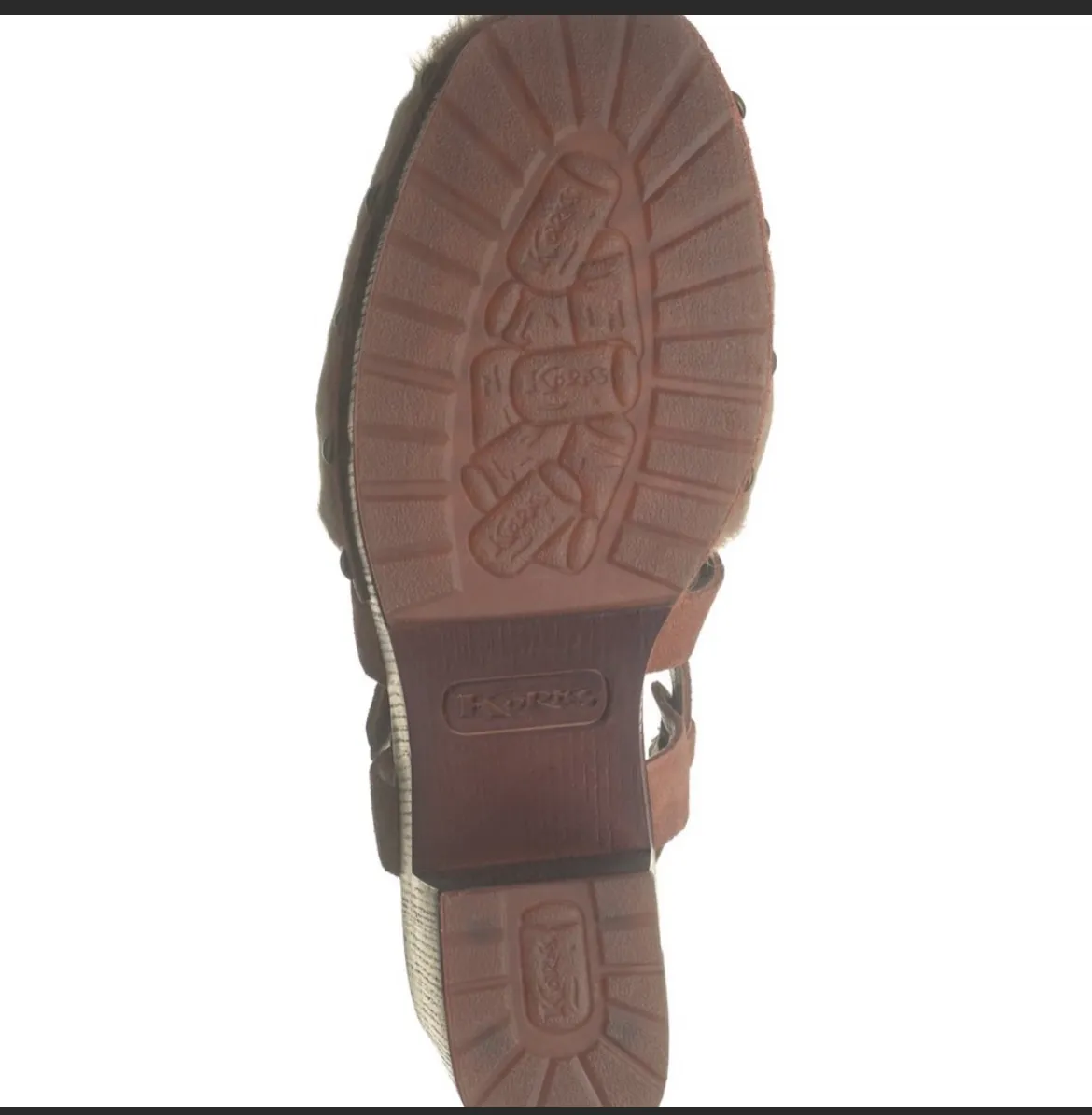 KORKS Wendy Faux Fur Taupe Rust Brown Clog Heels NWT - Image 5