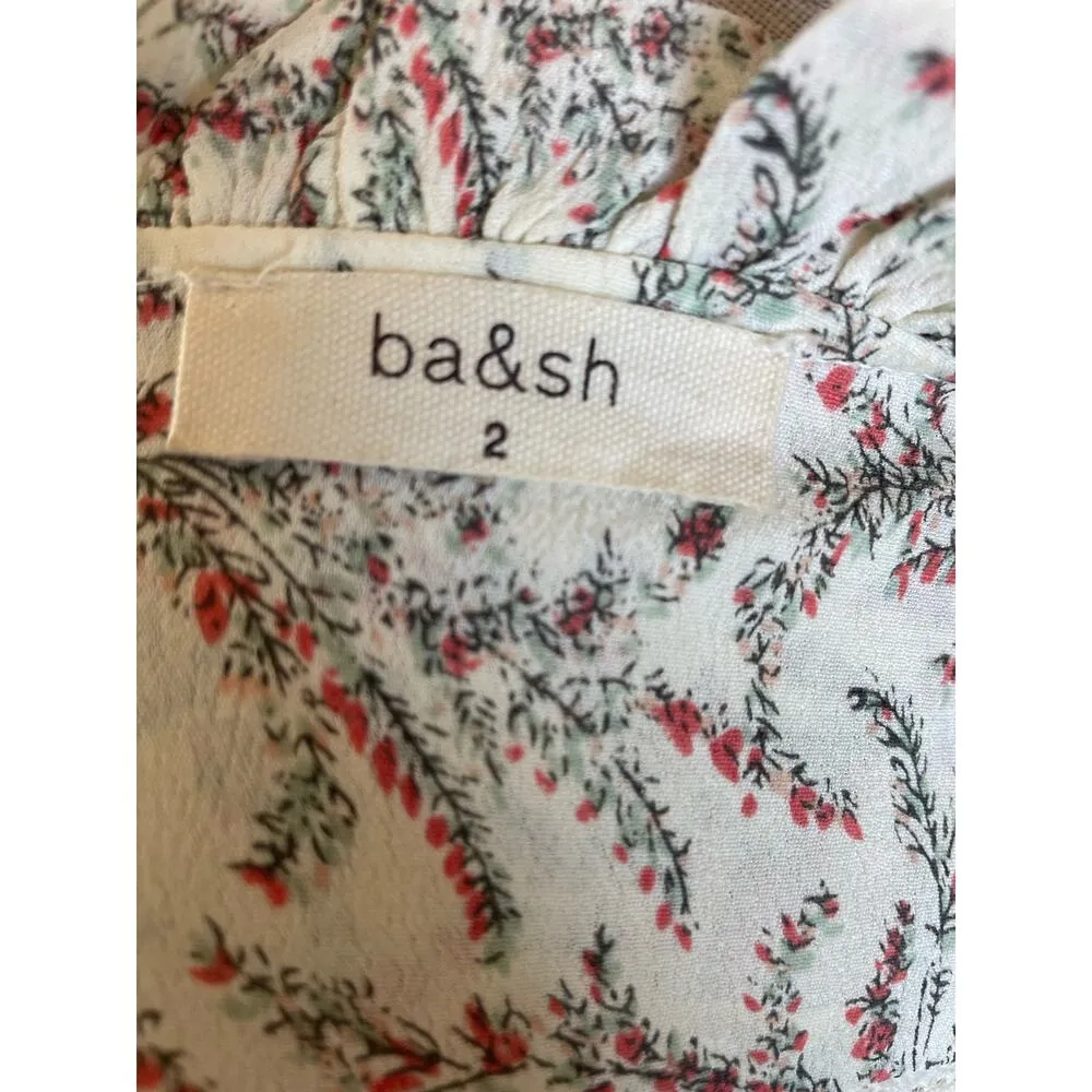 ba&sh Emma Floral Boho Peasant Blouse w/ Tassel Ties Size 2/ US 8 - Image 6