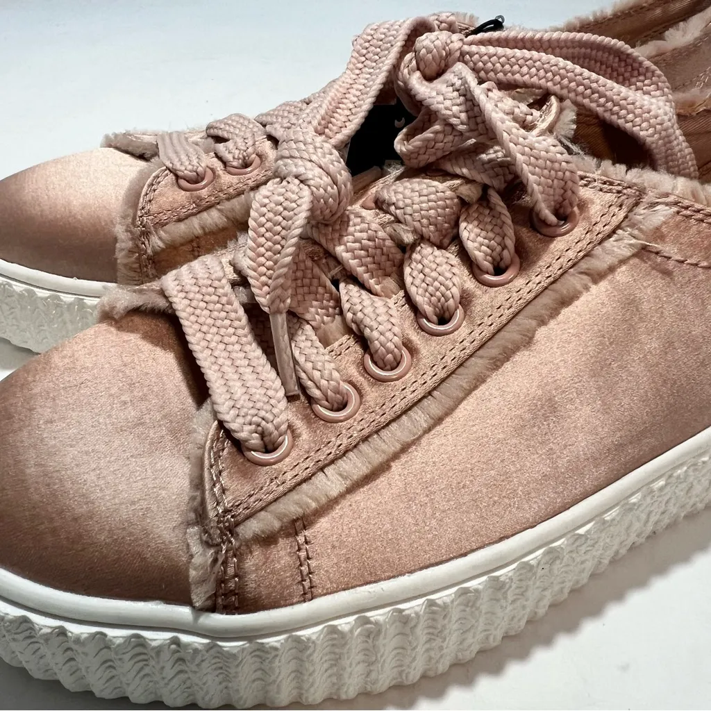 Express pink satin platform sneakers size US 8 NWT - Image 7