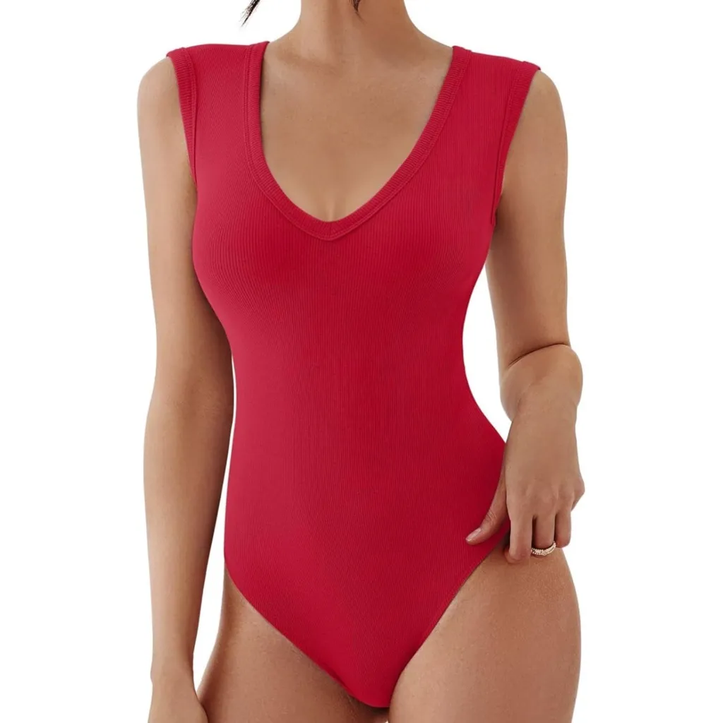 NWT Red Reoria Ribbed Bodysuit - Image 2