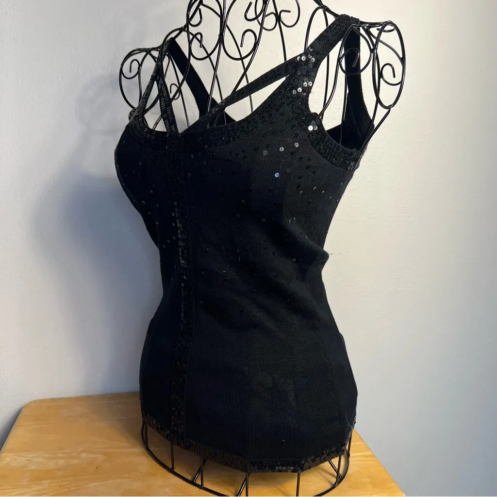 Silk Sequins Shiny Cutouts Hollow Strappy Crisscross sexy Vintage Y2k knit Rave - Image 3