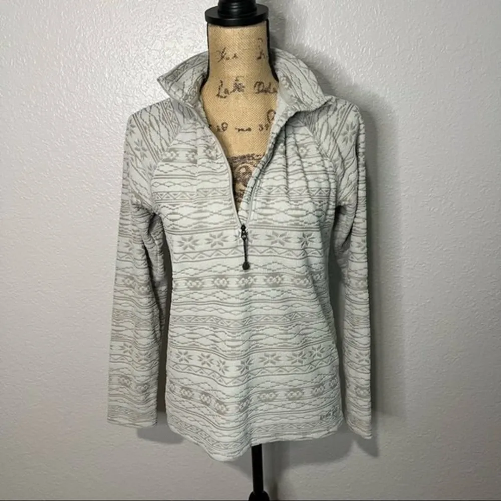 Eddie Bauer Womens Grey 1/4 Zip Fair Isle Fleece Jacket size Small Gorp Winter - Image 9
