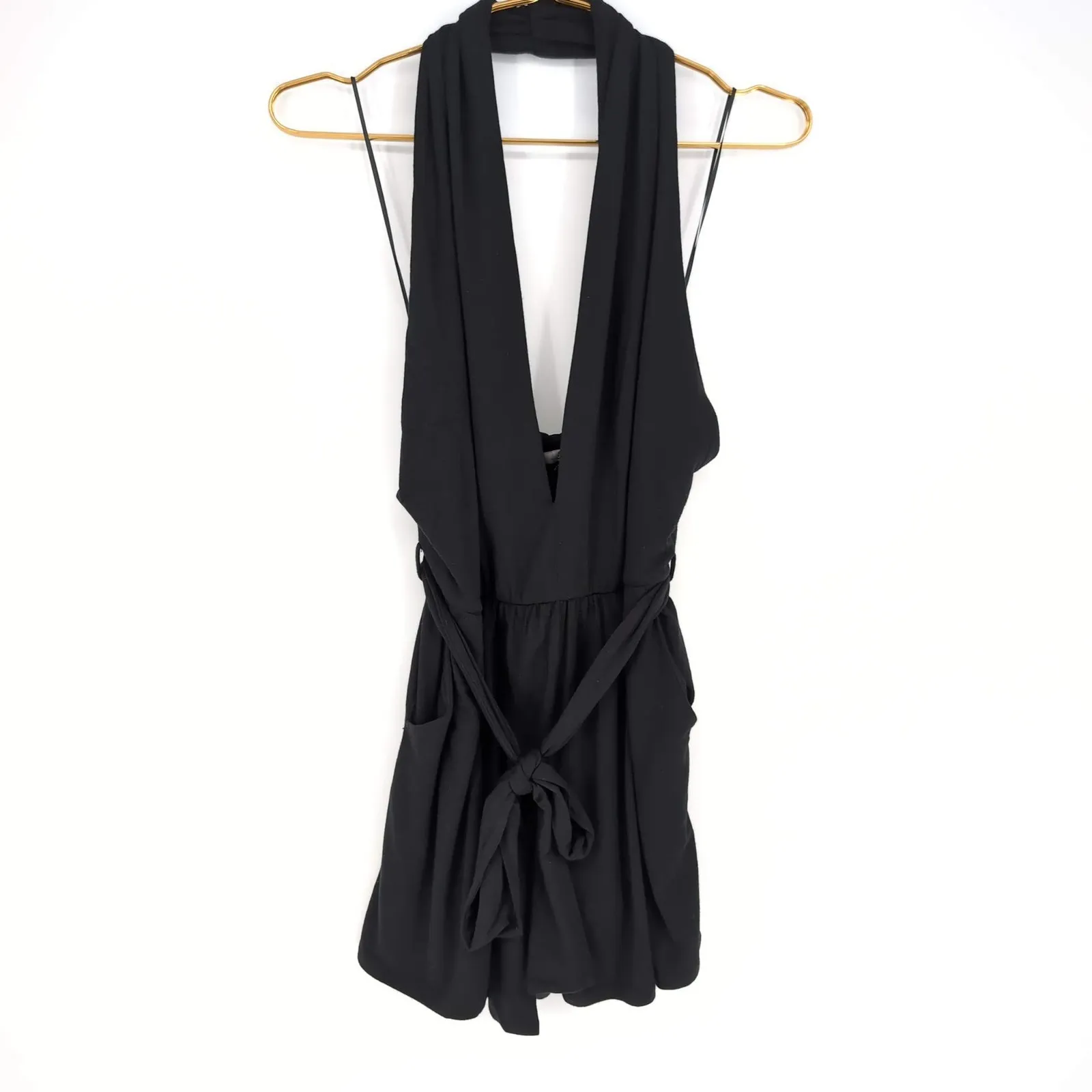 Krisa  Revolve Black Siro Micro Modal Halter Romper with Pockets - Size M - NWT - Image 11