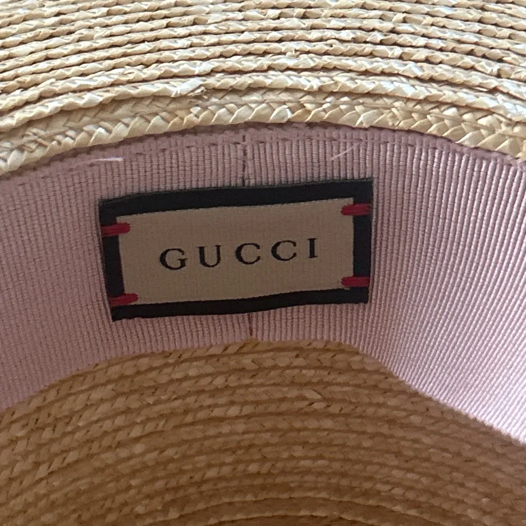 Gucci Straw Wide Brim Hat with Ribbon size M - Image 6