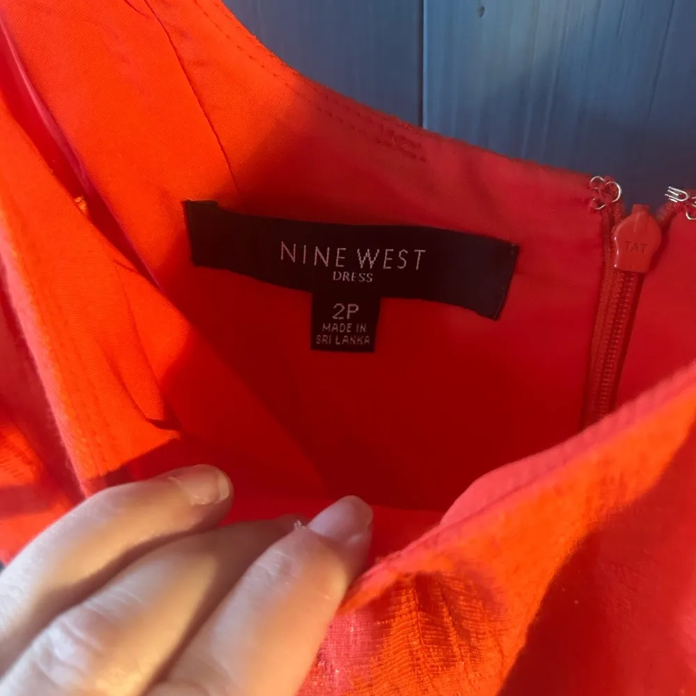 Nine West Elegant Orange Sleeveless Dress, Size 2P - Image 3