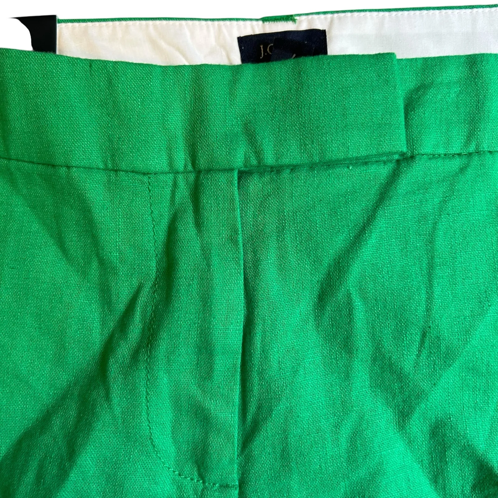 J. Crew Linen Blend Shorts NWT Womens 12 Bright Green Scalloped Hem Chino Boho - Image 3