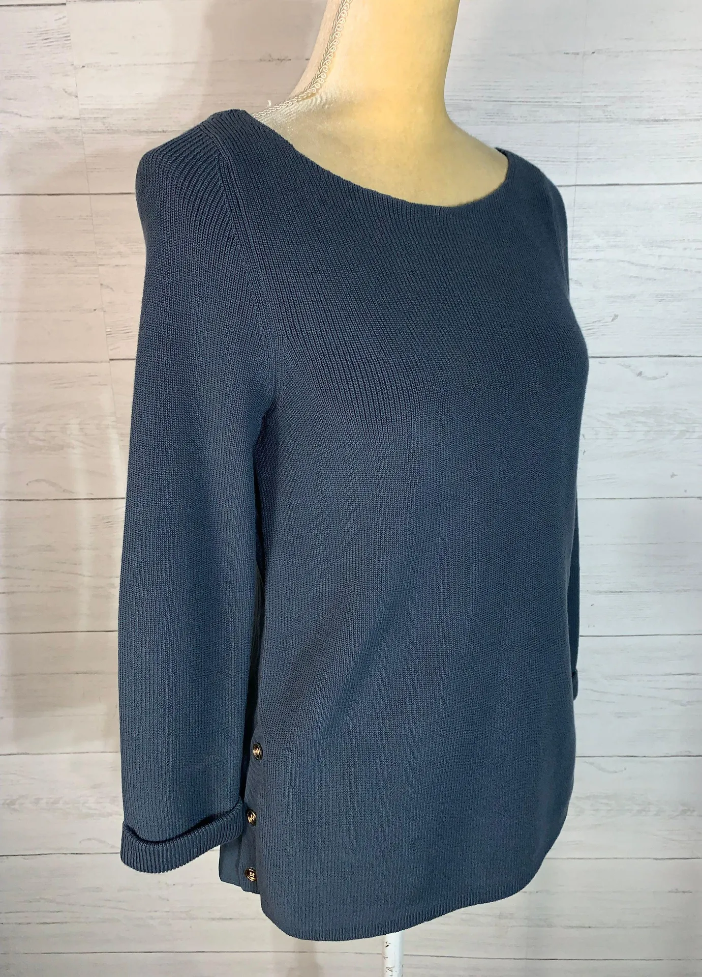 Blue Sweater Slits with Buttons Woman’s Size Small. - Image 6