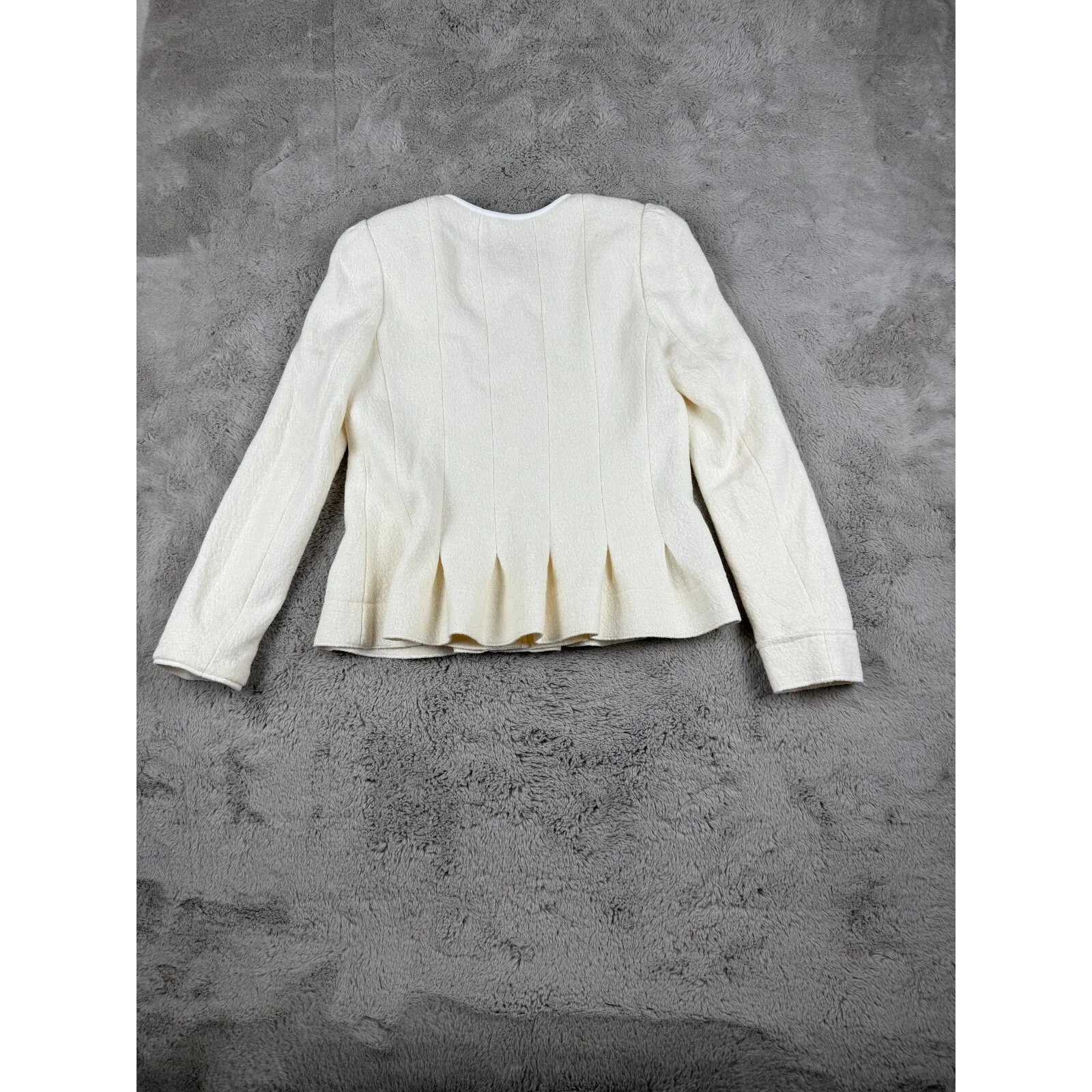 NWOT Anthropologie Elevenses Ivory Francie Wool‎ Peplum Coat Size 10 Career $240 - Image 6