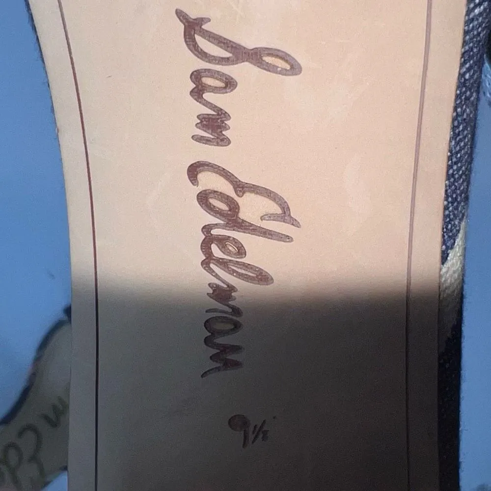 Sam‎ Edelman Yaro Denim Striped Strappy Chunky Heel Sandal - Image 8