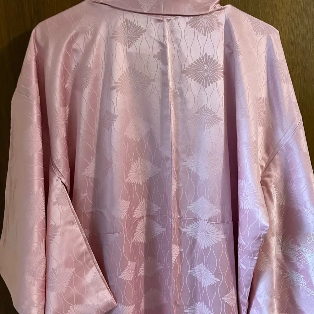 NWT 60s pink silk kimono dress Size M - Image 11
