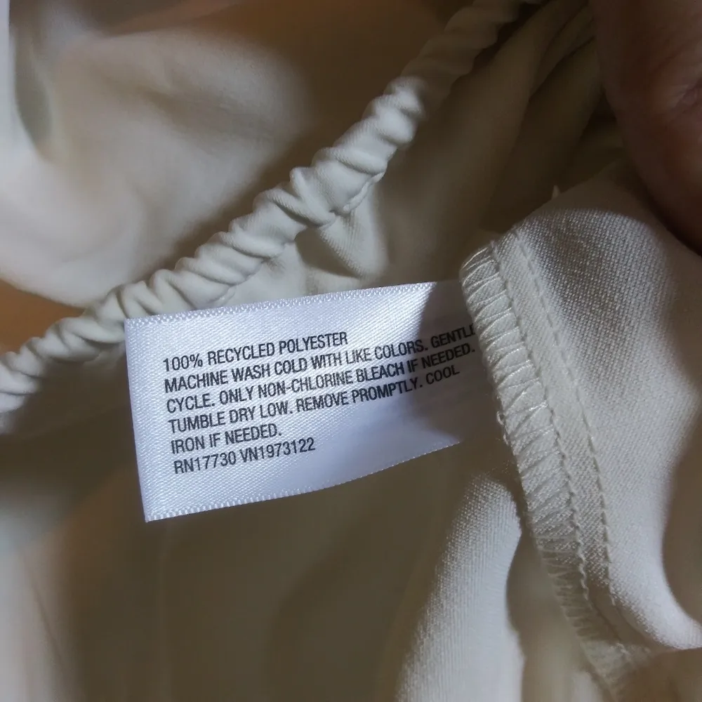 A New Day Elegant Satin Wrap Cream Long Sleeve Top Office Career Size XL - Image 8