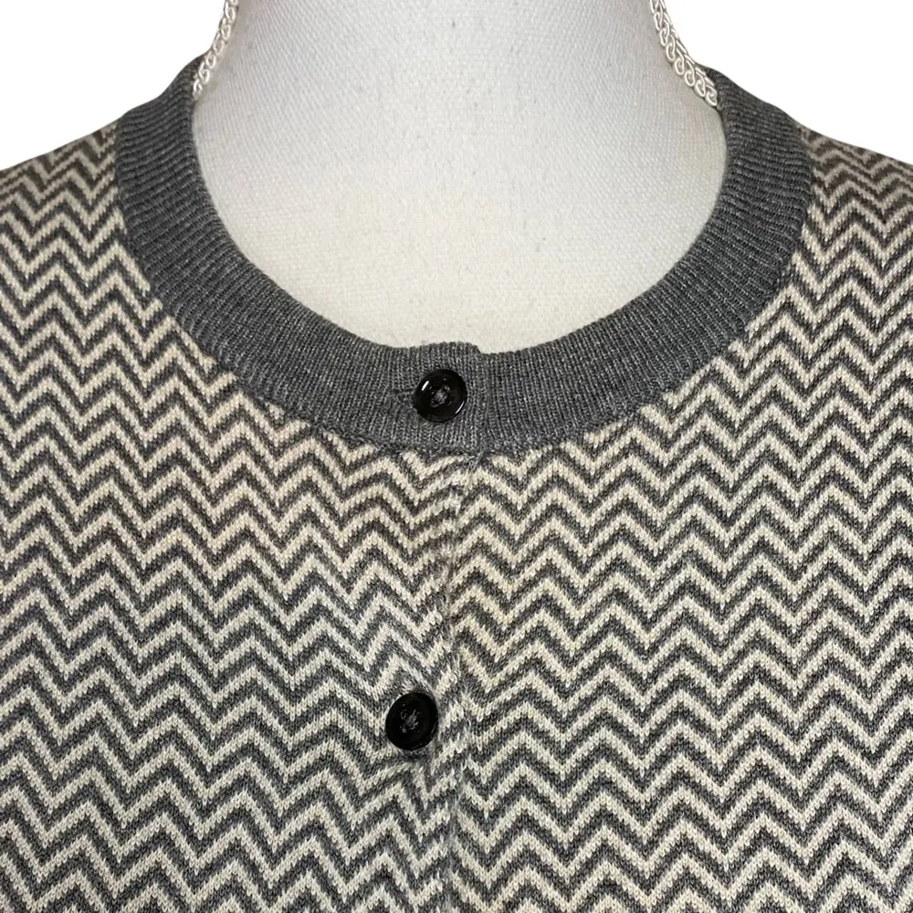 J. Crew Cotton Jackie Cardigan Herringbone Sweater Small - Image 3