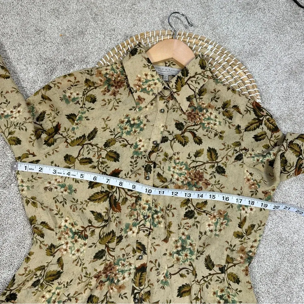 Double D Ranch Set Cami Blouse & Midi Skirt Floral Western Boho Cottagecore XS Green - Image 15