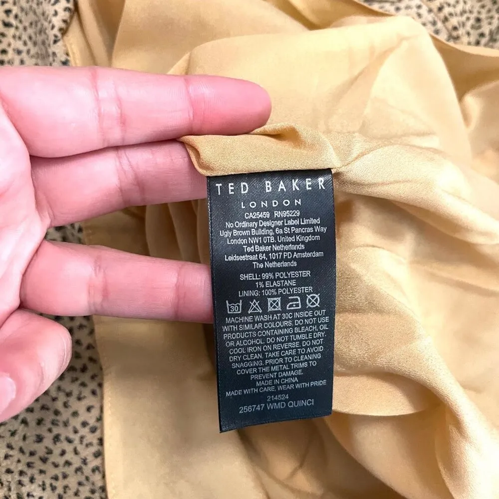 NWT Ted Baker Quinci Leopard Long Sleeve Dress Size 2 - Image 7