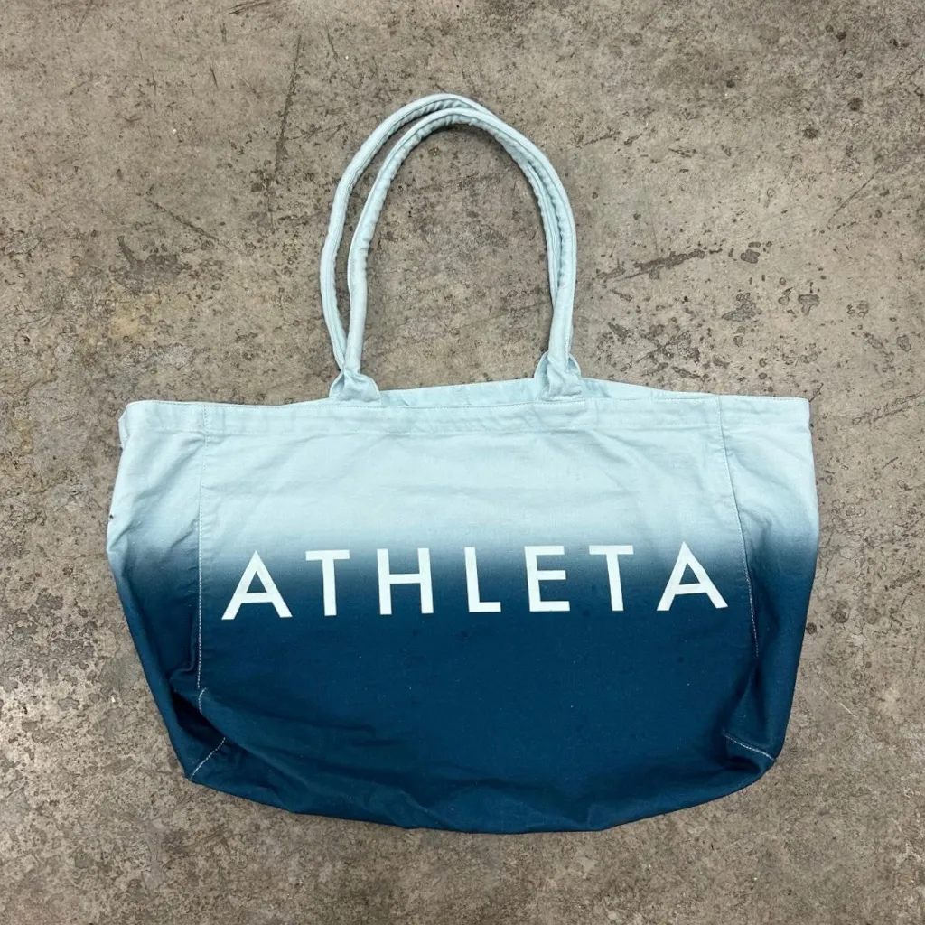 Athleta  Large Canvas Blue Gradient Ombré Tote Shoulder Bag Purse - Image 2