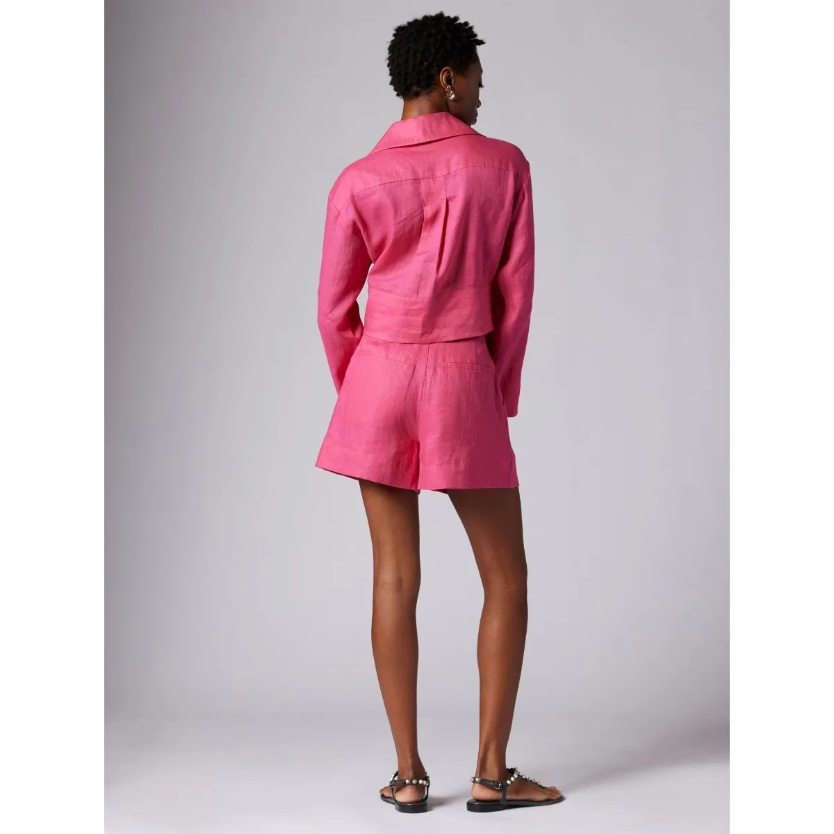 Equipment Sylvette Raspberry Sorbet Pink High Waist Linen Shorts Size 2 - Image 3