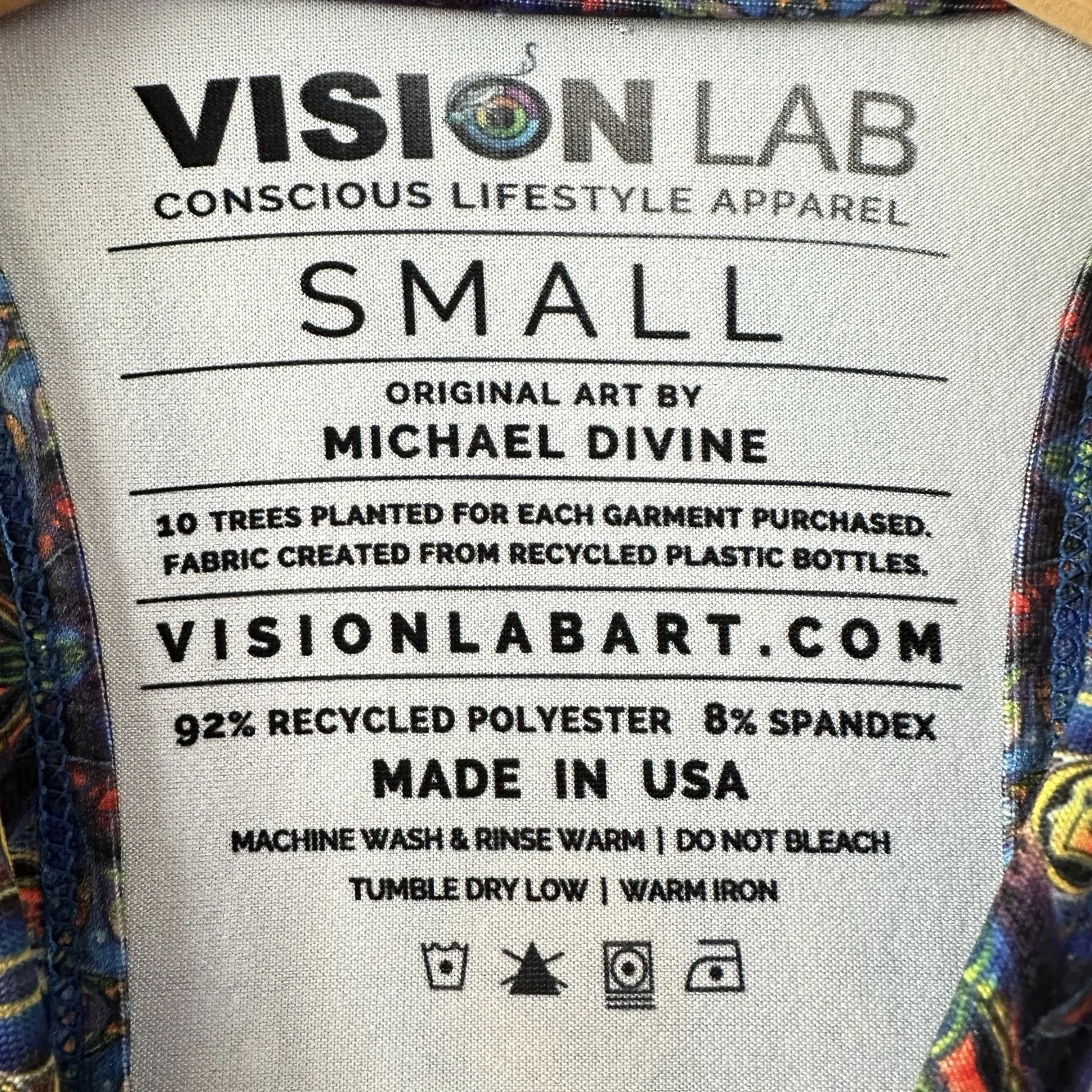 Michael Divine Vision Lab Women's Size S Tank‎ Top Psychedelic Art Racerback USA Blue - Image 7