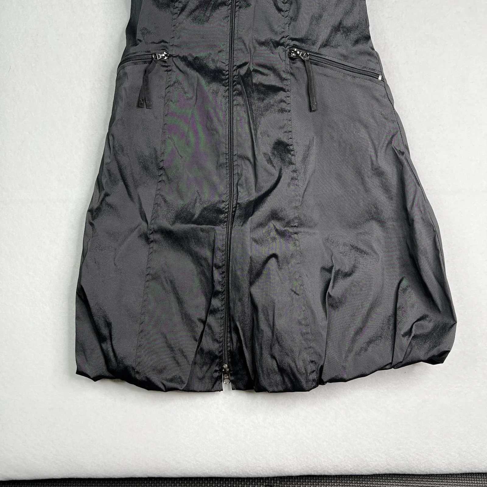 Joseph Ribkoff 03608 Black Sleeveless‎ Zip Front Long Vest Dress Sz 4 Bubble Hem - Image 8