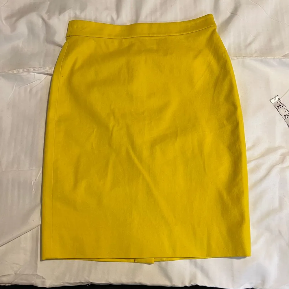 J.Crew Yellow Pencil Skirt Classic High-Waisted Office Wear‎ Professional-SZ 00P - Image 3
