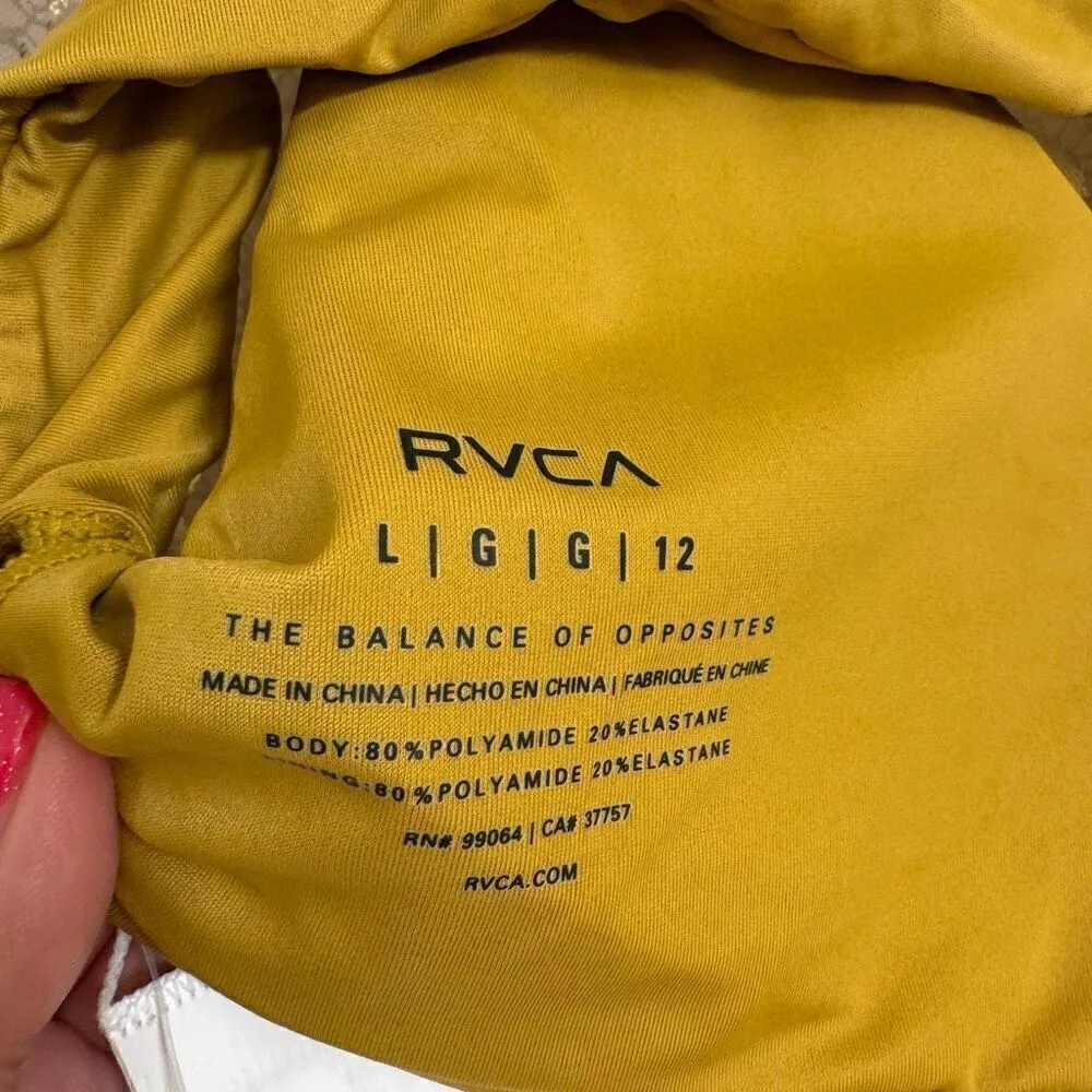 RVCA Golden Brown Tie Front Bralette Swim Bikini Large NWT - Image 5