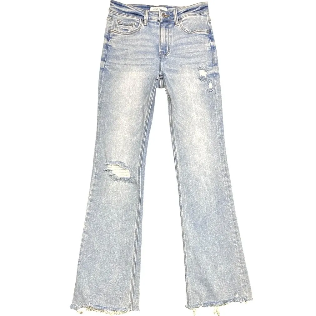 Lovervet by Flying Monkey Mid Rise Kick Flare Distressed Jeans Size 26 / 3 Denim Blue - Image 8