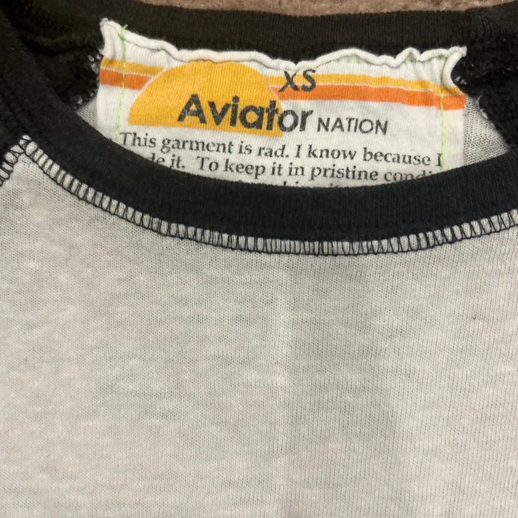 Aviator Nation Rare Black and White Aspen Jazz Snowmass Long Sleeve Baseball Tee - Image 4