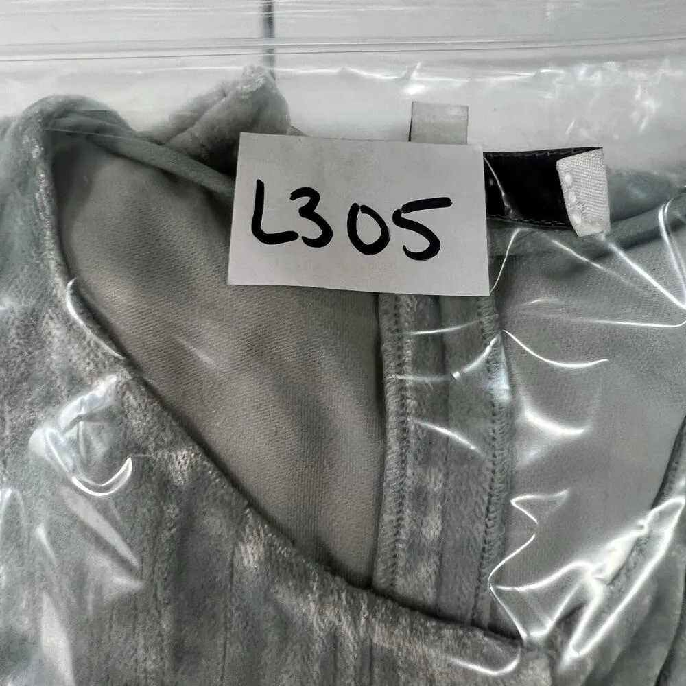 VINCE XXS Ruched Long Sleeve Textured Velvet Blouse Peplum Top Pale Sea Glass - Image 16