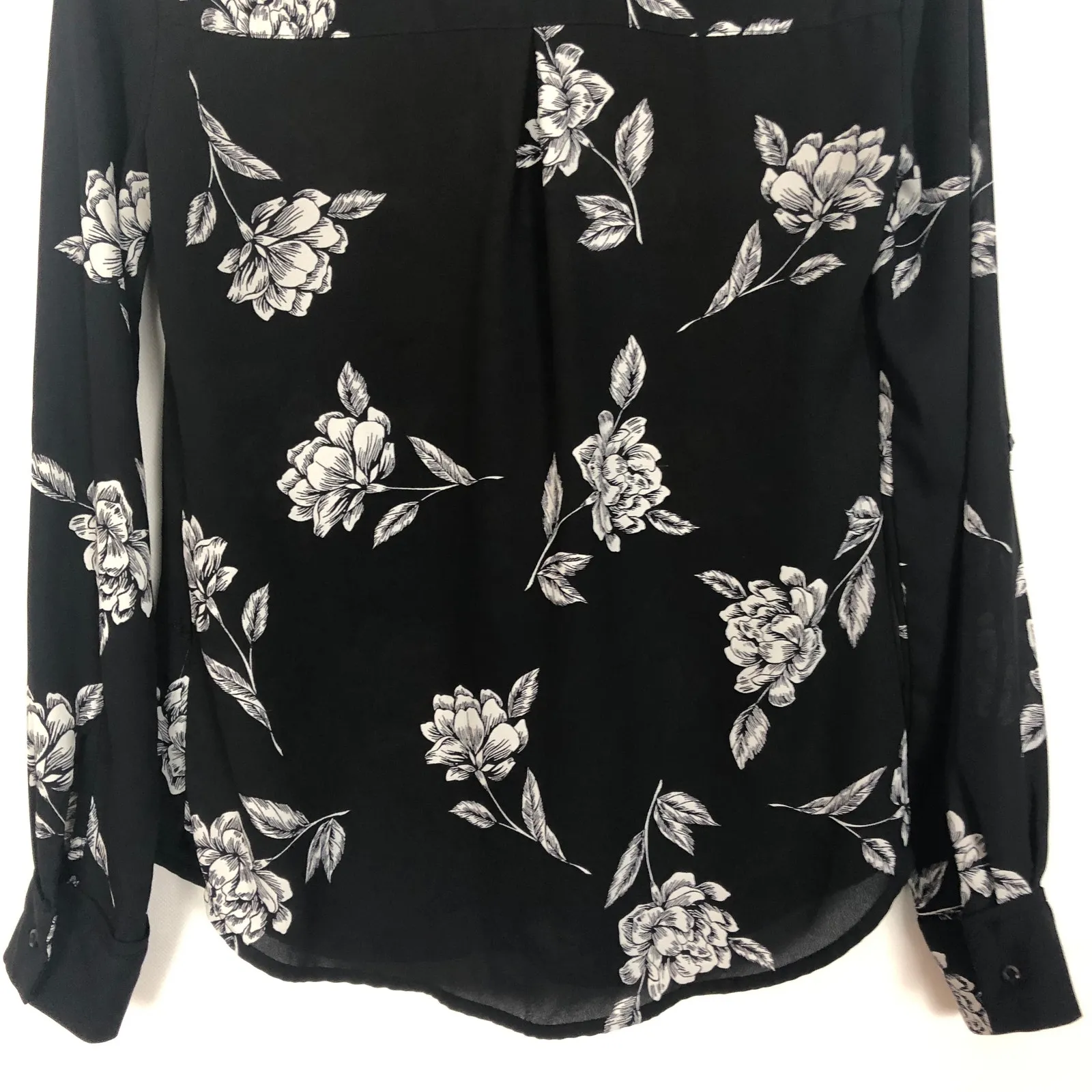 Candie's Floral Black Button Front Chiffon Blouse Size XS - Image 8