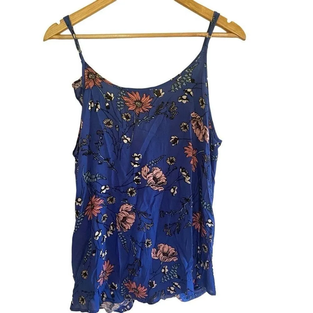 Braeve faux wrap floral blue sleeveless blouse XL Blue - Image 6