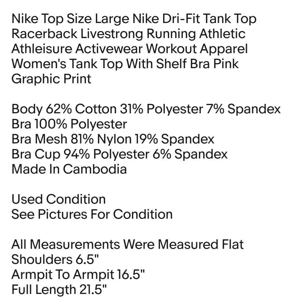 Top Size Large Nike Dri-Fit Tank Top Racerback Livestrong Running Athletic Athleisure - Image 2