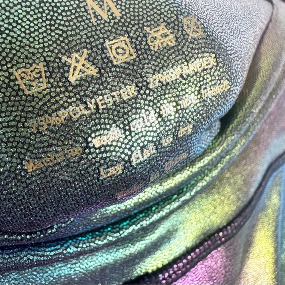 Style Reform Rainbow Multi Color Metallic Cropped Leggings Size Medium Purple - Image 7