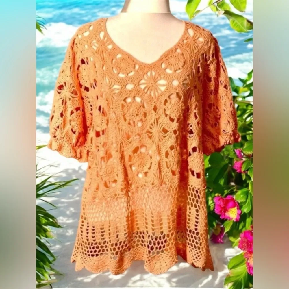 Denim 24/7 Crochet top Size L Orange Size L - Image 12