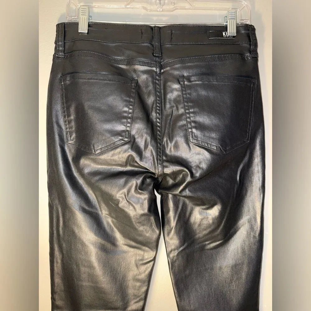 Kut from the Kloth “Mia High Rise Skinny” Button Fly Faux Leather Pants Sz 6 #72 - Image 6