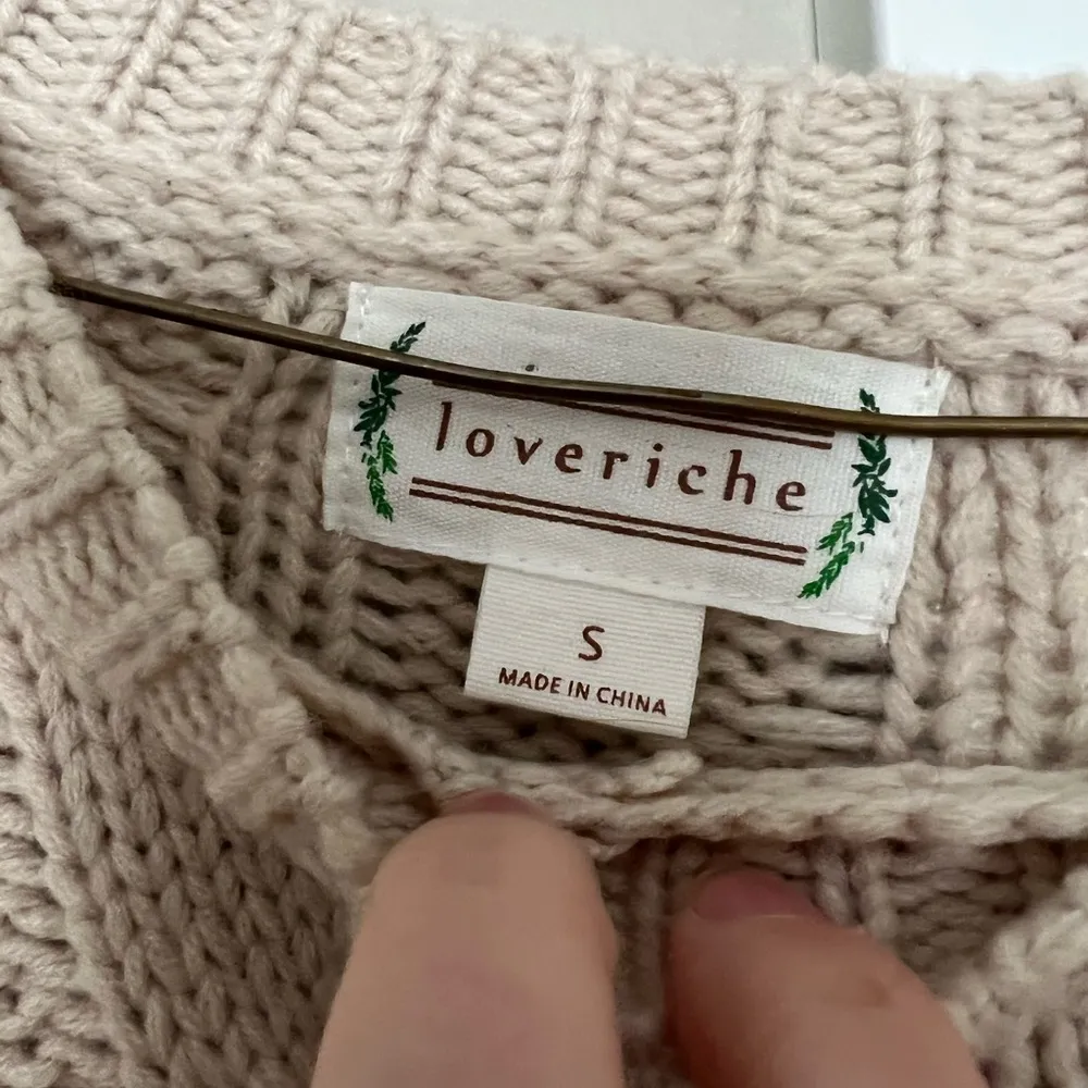 Love Riche Cream Crew Neck Cable Knit Sweater - Image 4