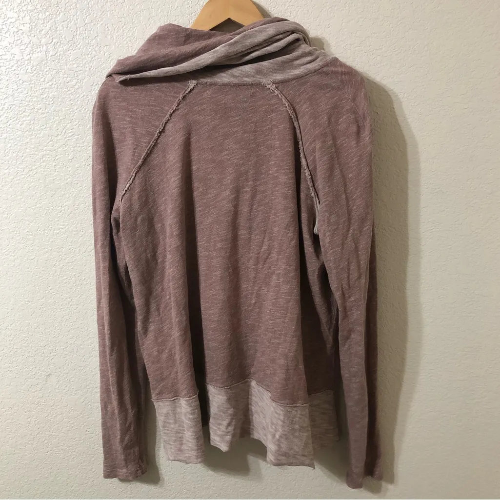 Free People Beach Cowl Neck Lightweight Cotton Sweater in Dusty Rose Two Body - Image 4