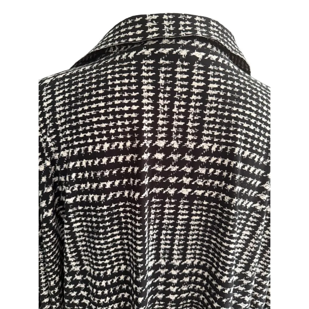 NORMA KAMALI Black White Glenplaid Long Sleeve Top Size Small - Image 7