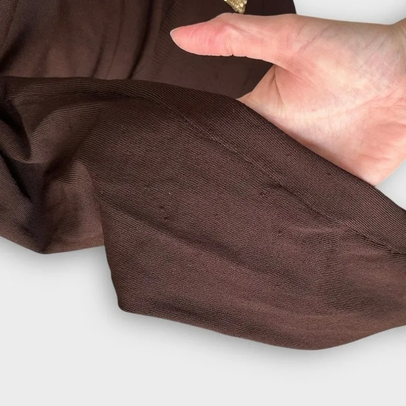 Vintage Y2K bebe Halter Top & Cardigan Set with Gold Chain Trim Brown Sz S/M - Image 6