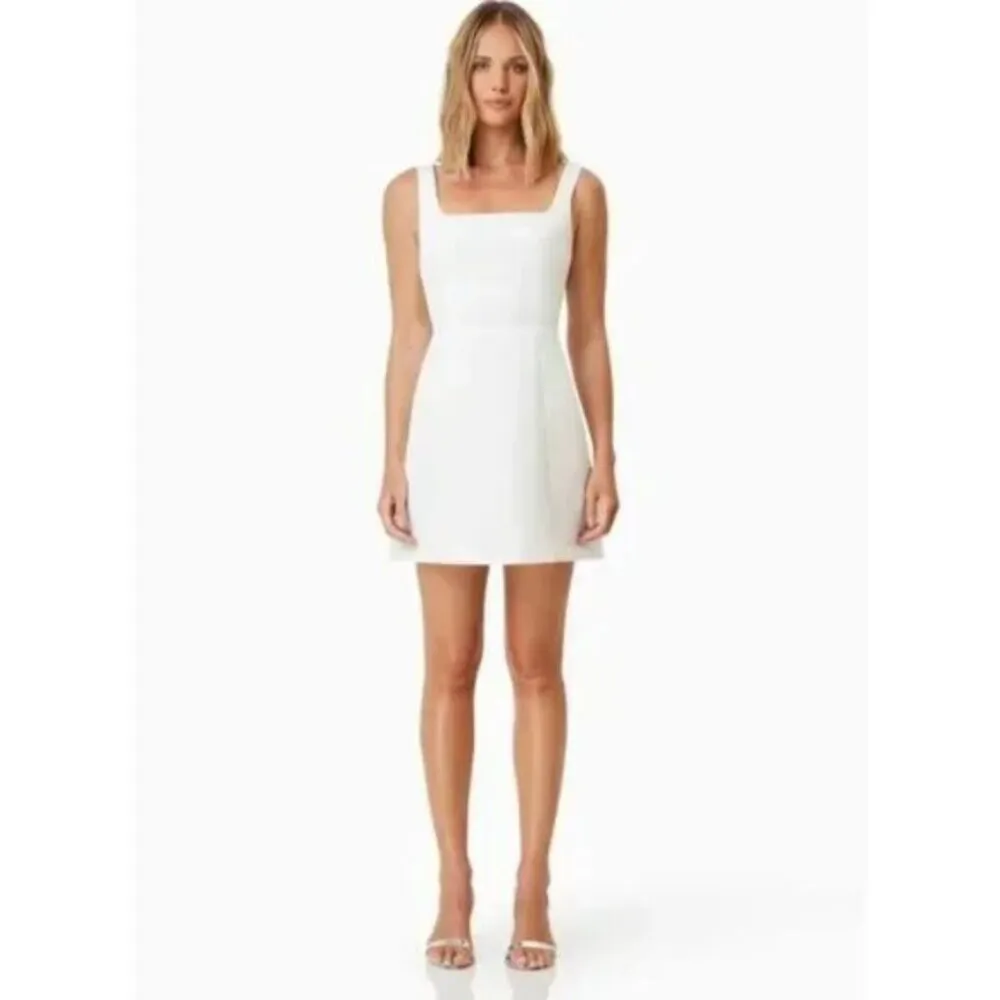 ELLIATT Amelie Square Neck Duchesse Satin Cocktail Minidress in Ivory Medium NWT - Image 2